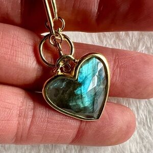 Choose from 10! 14k Subtle Flash Labradorite ❤️ Heart Toggle Necklace Pendant